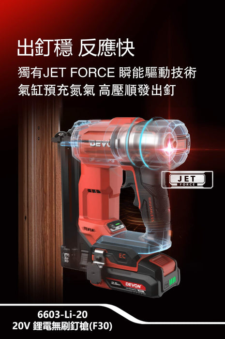 Devon 6603-Li-20 20V Brushless Brad Nailer | HONG KONG