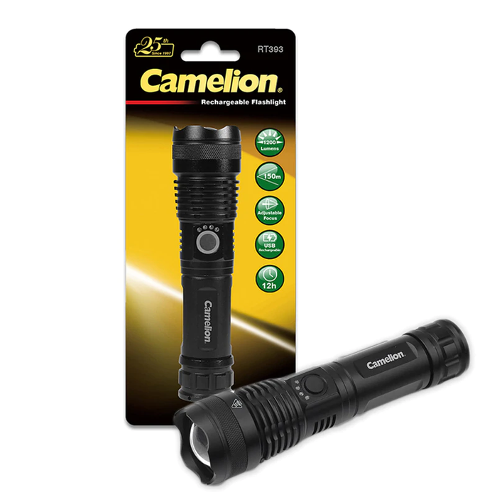 Camelion勁獅王-RT393 USB 充電 20W LED 1200流明 變焦電筒