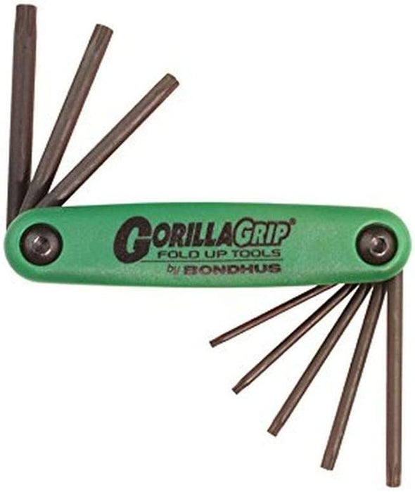 Bondhus GorillaGrip-TF8/TR-TF8, Set of 8 Star Fold-up Keys, sizes T9-T40/TR9-TR40