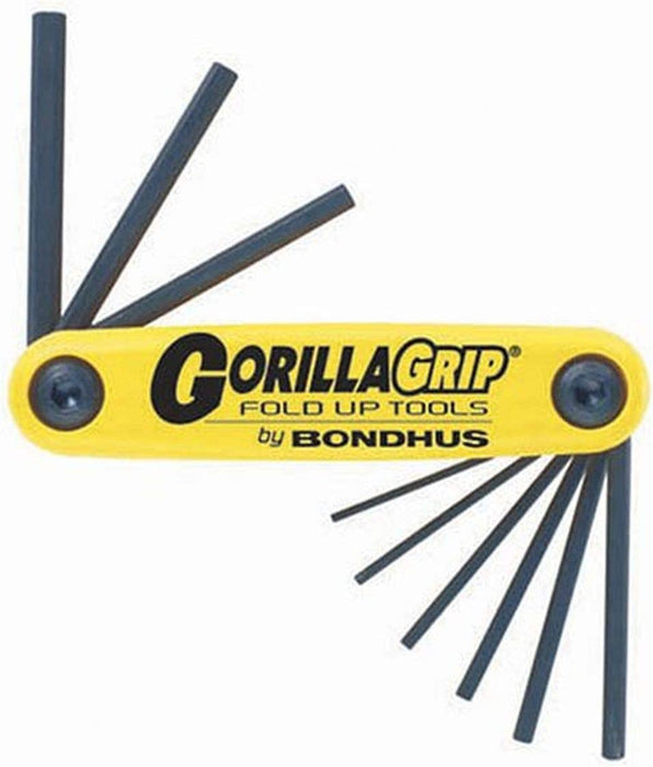 Bondhus GorillaGrip- HF9S, Juego de 9 llaves hexagonales plegables, tamaños 0.050-3/16 pulgadas 